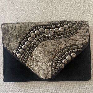 Black and Silver Sequined Clutch